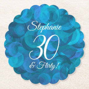 Posavasos De Papel Elegante Ocean Blue 30 y Fiesta de Cumpleaños de F