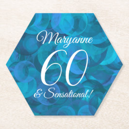 Posavasos De Papel Elegante Ocean Blue 60 y cumpleaños sensacional