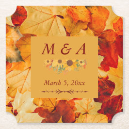 Posavasos De Papel Elegante Oro Rojo Sale Boda