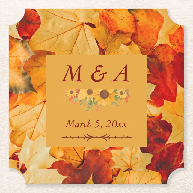 Posavasos De Papel Elegante Oro Rojo Sale Boda (Anverso)