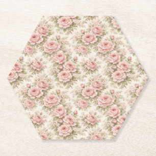 Posavasos De Papel Elegante patrón floral sin fisuras de rosa vintage