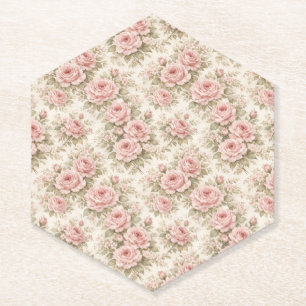 Posavasos De Papel Elegante patrón floral sin fisuras de rosa vintage