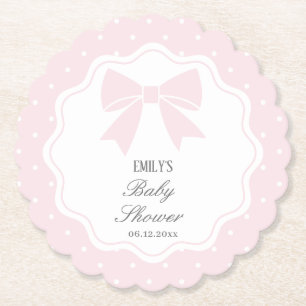 Posavasos De Papel Elegante Polka Dots Baby Bow Bow Girl Shower