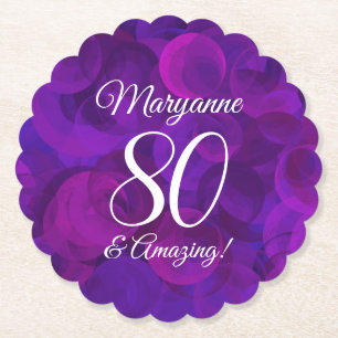 Posavasos De Papel Elegante púrpura 80 y asombrosa fiesta de cumplea