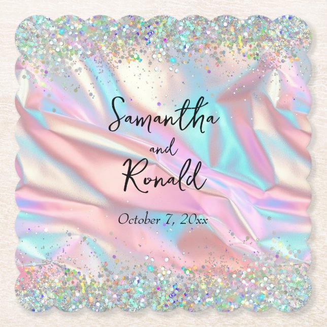 Posavasos De Papel Elegante Relieve metalizado iridiscente Faux y Bod (Anverso)