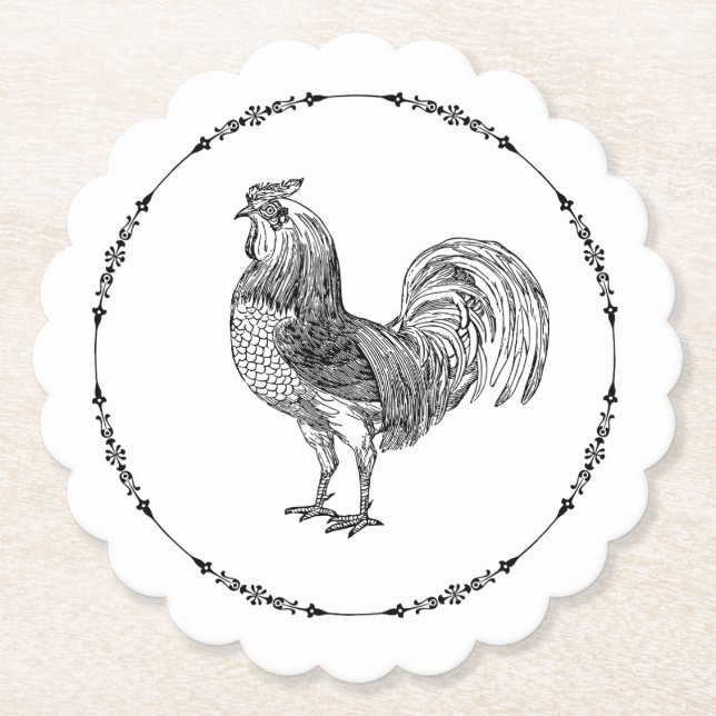 Posavasos De Papel Elegante Rooster (Anverso)