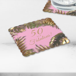 Posavasos De Papel Elegante Rosa Dorado 50 Fabuloso Cumpleaños