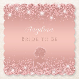 Posavasos De Papel Elegante Rosa Gold Luxe Shimmer Bridal Shower