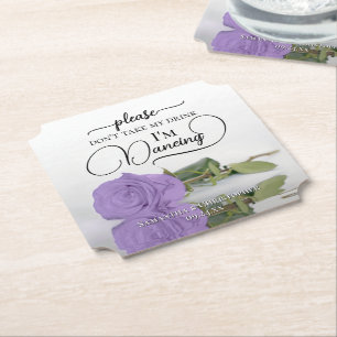 Posavasos De Papel Elegante Rosa Lavanda No Me Quites Mi Trago Boda