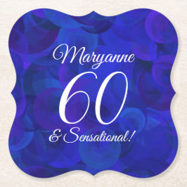 Posavasos De Papel Elegante Royal Blue 60 y cumpleaños sensacional