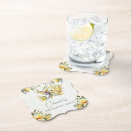 Posavasos De Papel Elegante Té de Cumpleaños Vintage Fiesta Limón 
