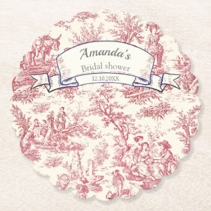 Posavasos De Papel Elegante toile rojo vintage de jouy