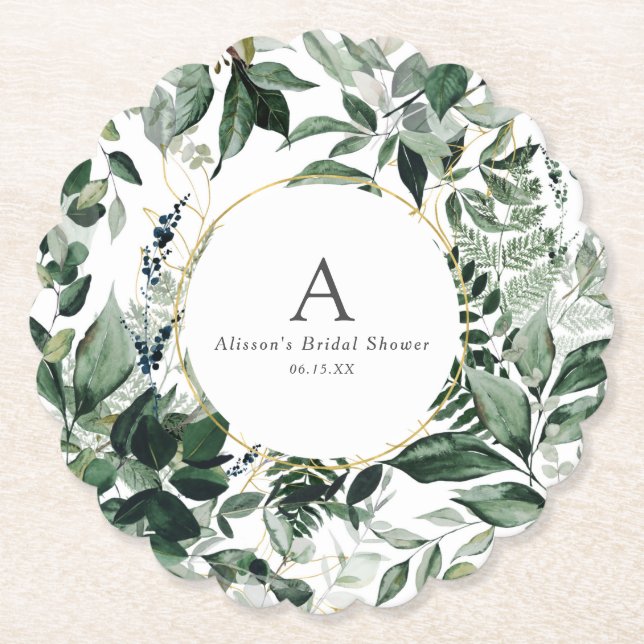 Posavasos De Papel Elegante vegetación Foliage garden bridal brunch (Anverso)