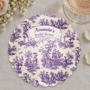 Posavasos De Papel Elegante vintage toile de jouy púrpura para ducha 