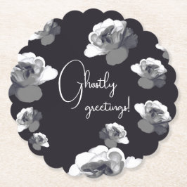 Posavasos De Papel Elegantes Saludos de Halloween Rosa Fantasmagórica