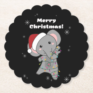 Posavasos De Papel Elephant Christmas Snow Winter Animals Elephants