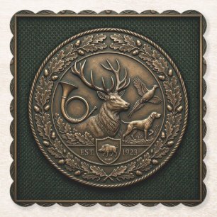 Posavasos De Papel Emblema de caza de bronce