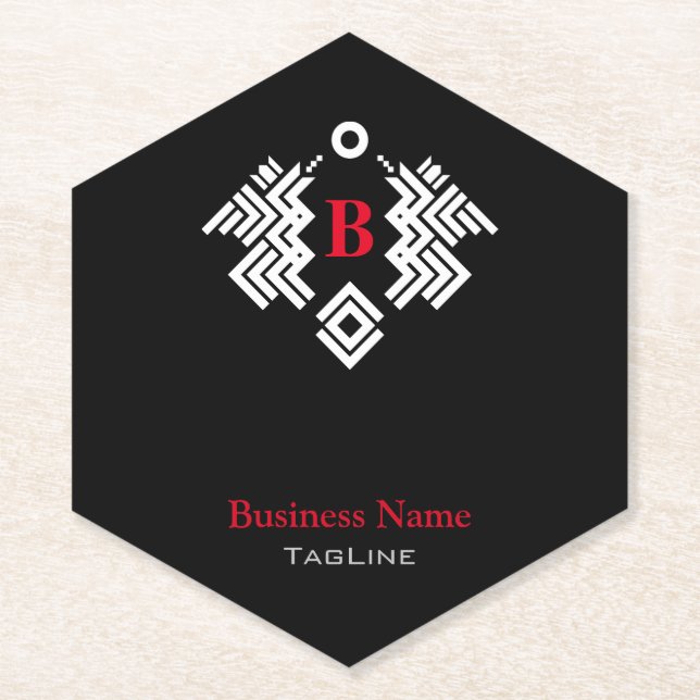 Posavasos De Papel Emblema real Twin Dragon con inicial (Anverso)