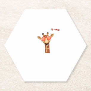 Posavasos De Papel emoji alegre ojos de amor girafa cara