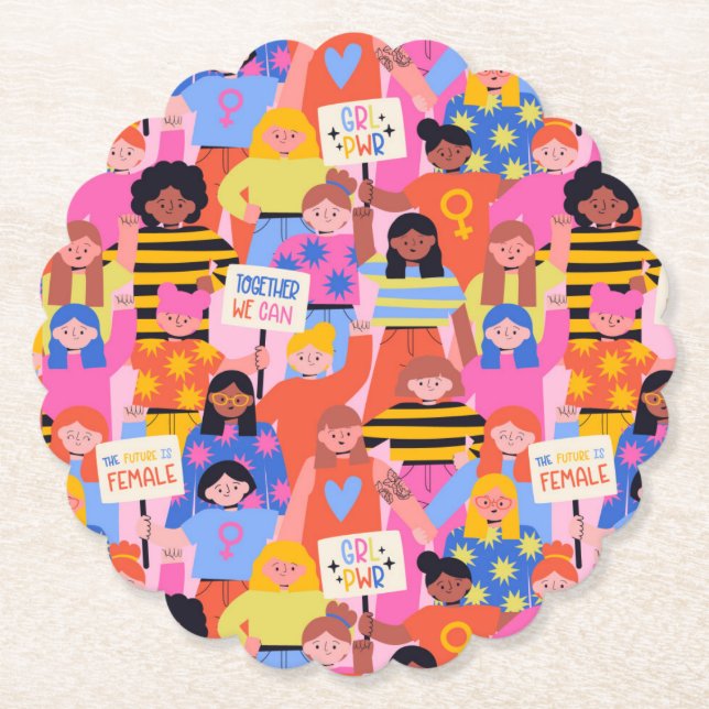 Posavasos De Papel Empoderamiento de las mujeres (Anverso)