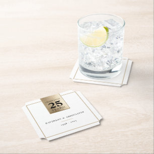 Posavasos De Papel EMPRESA ANIVERSARIO negocio blanco oro negro