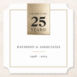 Posavasos De Papel EMPRESA ANIVERSARIO negocio blanco oro negro