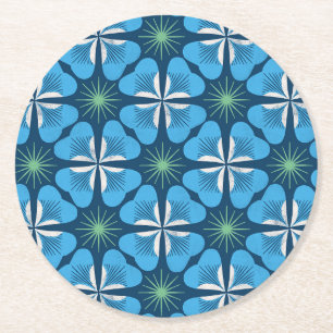 Posavasos de papel en azul brillante geométrico de