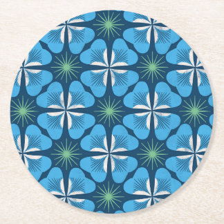 Posavasos de papel en azul brillante geométrico de