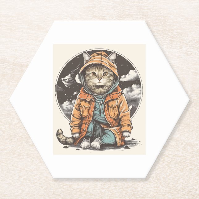 Posavasos De Papel Encuentro de Gato (Anverso)