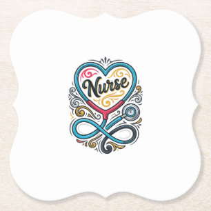 Posavasos De Papel Enfermera Corazón Estetoscopio Diseño de Grabado V