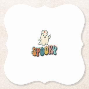 Posavasos De Papel Enfermera de Halloween Fantasma Espeluznante Retro