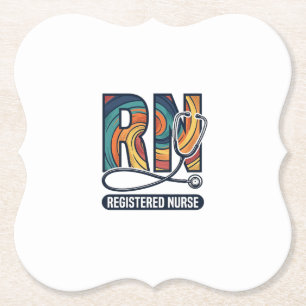 Posavasos De Papel Enfermera Registrada RN Diseño Vectorial Vintage A