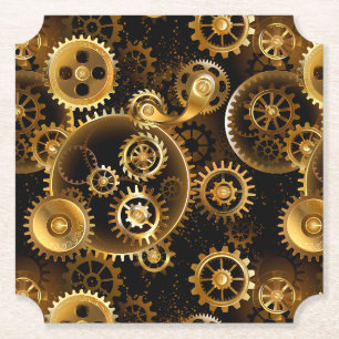 Posavasos De Papel Engranajes de latón Steampunk sin costuras