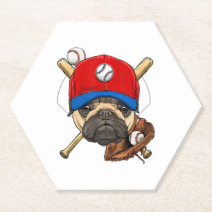 Posavasos De Papel Entrenador del equipo de béisbol Pug Dog Lover Pug