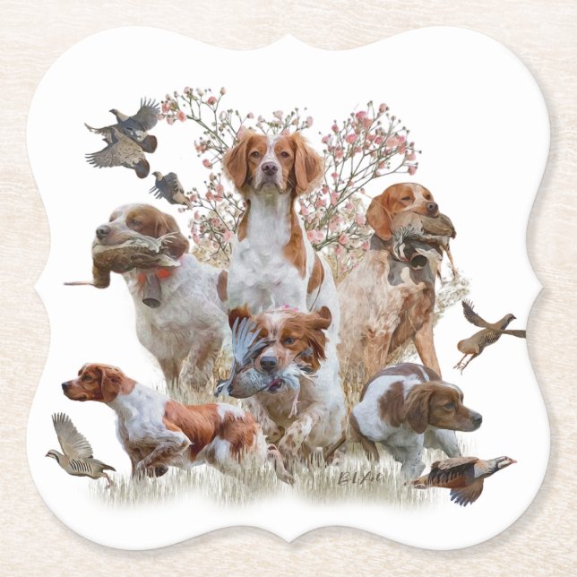 Posavasos De Papel Epagneul Breton, Bretaña Spaniel (Anverso)