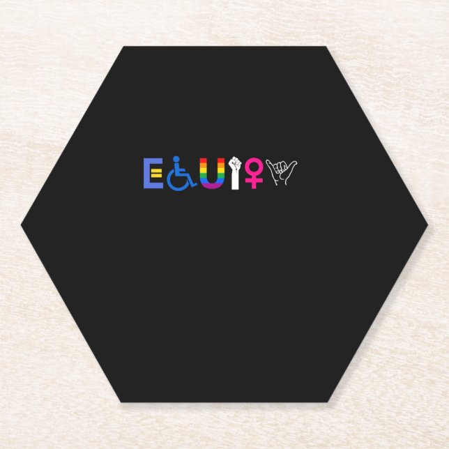 Posavasos De Papel _EQUITY_ Iguales derechos Hembra del Orgullo de Un (Anverso)
