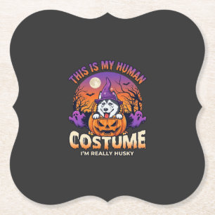 Posavasos De Papel Es Disfraz Humano Husky Calabaza Halloween Fantasm