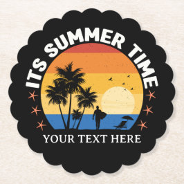 Posavasos De Papel Es Hora de Verano Diseño de Puesta de Sol Tropical