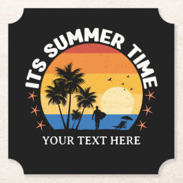 Posavasos De Papel Es Hora de Verano Diseño de Puesta de Sol Tropical