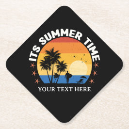 Posavasos De Papel Es Hora de Verano Diseño de Puesta de Sol Tropical