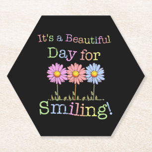 Posavasos De Papel Es un hermoso día para sonreír gráfico - Hexágono