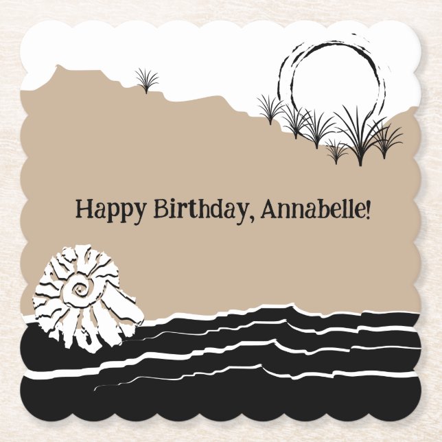 Posavasos De Papel Es una fiesta de cumpleaños en la playa (Anverso)