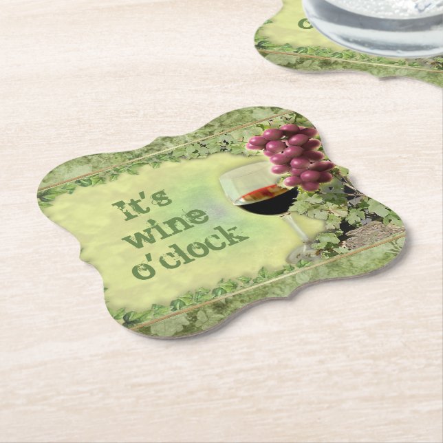 Posavasos De Papel Es Wine O'Clock (En perspectiva)