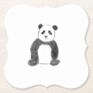 Posavasos De Papel Esbozo de panda blanco y negro