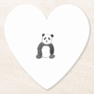 Posavasos De Papel Esbozo de panda blanco y negro