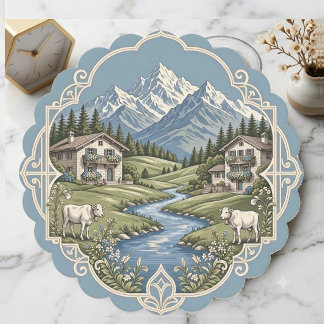 Posavasos De Papel Escape Montañoso de Vacas Pastando en País Alpino