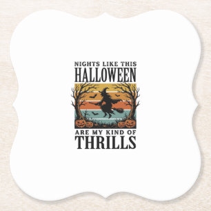 Posavasos De Papel Escena de terror de bruja vintage de Halloween Gra