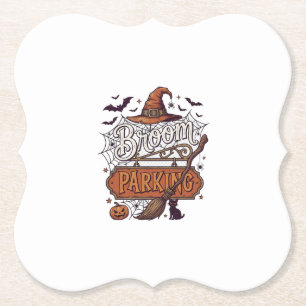 Posavasos De Papel Escoba aparcamiento Halloween Bruja Sombrero Escob
