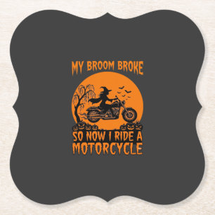 Posavasos De Papel Escoba Rompió Bruja De Halloween Motocicleta Murci