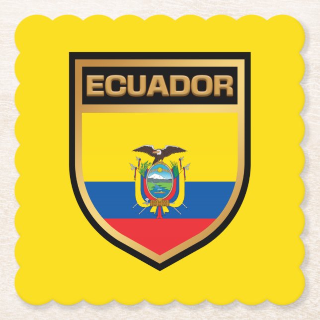 Posavasos De Papel Escudo de Bandera de Ecuador (Anverso)